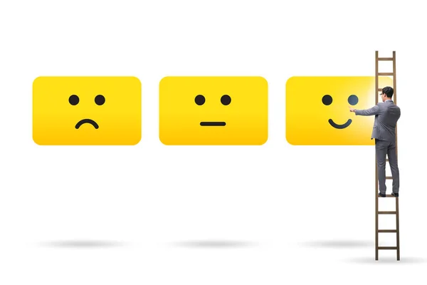 Ilustração do feedback do cliente com rostos e empresário — Fotografia de Stock