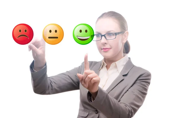 Businesswoman in customer feedback concept — Stock Photo, Image