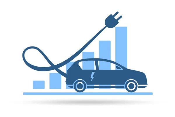 Wzrost koncepcji zużycia samochodów elektrycznych — Zdjęcie stockowe