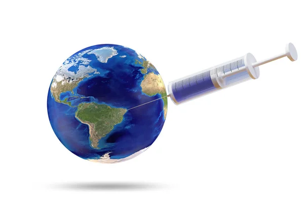 Концепция глобальной вакцинации против ковида-19 - 3d рендеринга — стоковое фото