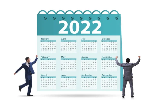 Businessman in the calendar concept of year 2022 — Stock Photo, Image