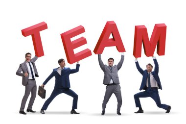 Takım çalışması kavramı, takım harfleri taşıyan insanlarla.