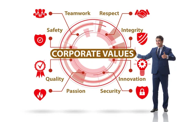 Бизнесмен в концепции корпоративных ценностей — стоковое фото