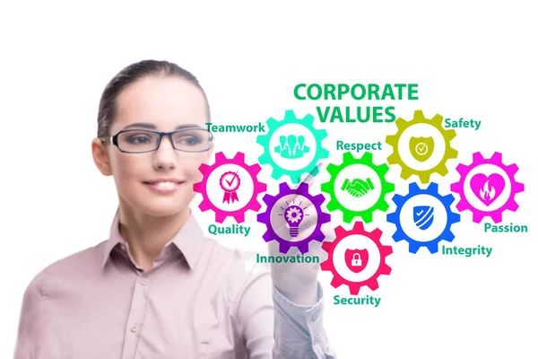 Empresaria en el concepto de valores corporativos — Foto de Stock