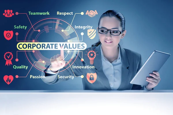 Бізнес-леді в концепції корпоративних цінностей — стокове фото
