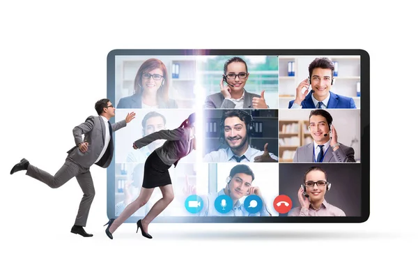 Concetto di videoconferenza con persone in chiamata online — Foto Stock