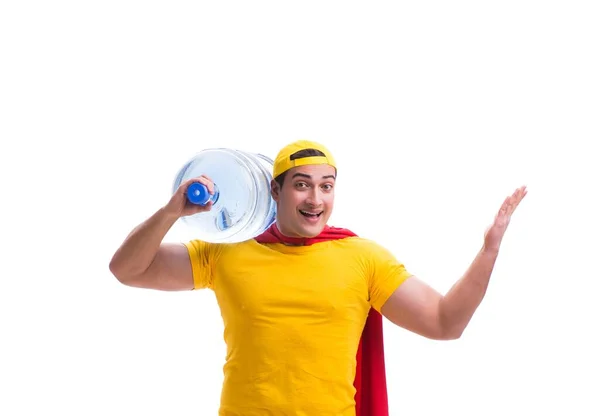 El hombre entrega botella de agua aislada en blanco —  Fotos de Stock