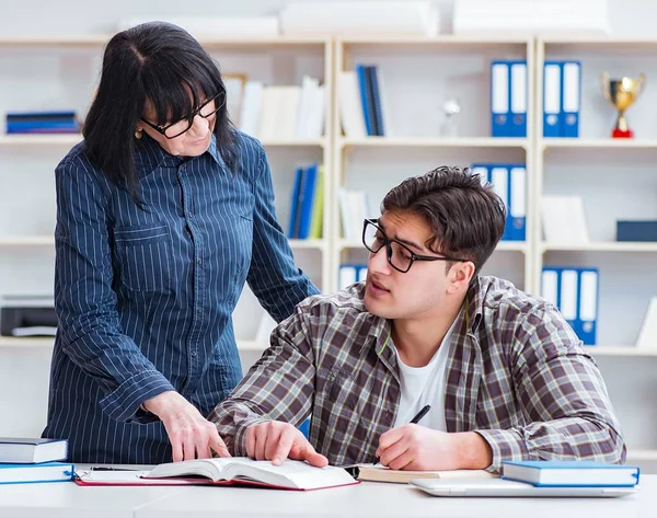 Jonge student tijdens individuele bijles — Stockfoto