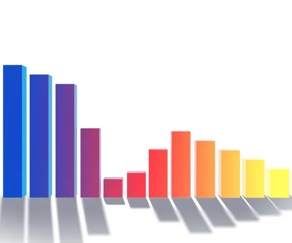 El gráfico de barras que muestra el crecimiento - 3d renderizado — Foto de Stock