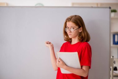 Sınavlara hazırlanan genç bir kız öğrenci.