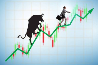 Bullish Market illüstrasyonunda iş kadını
