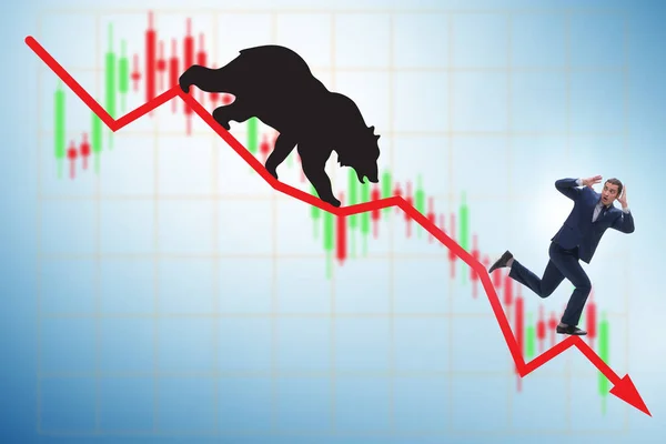 Businessman in illustration of bearish market — Stock Photo, Image