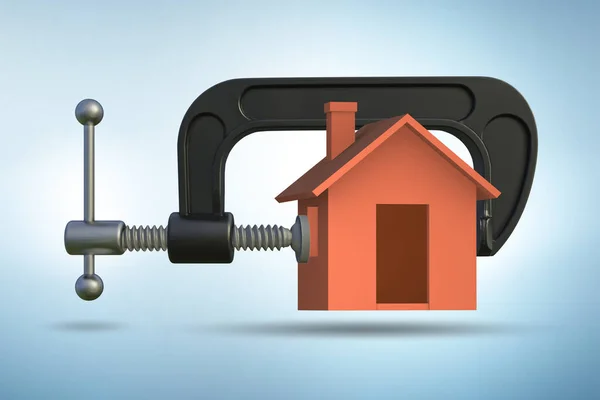 Immobilienhypothekenkonzept mit Haus und Laster - 3D-Rendering — Stockfoto