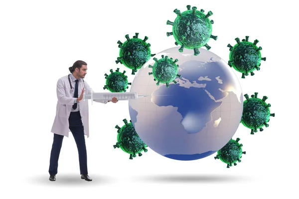 Covid-19头孢病毒的球状疫苗接种概念 — 图库照片