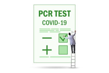 Coronavirus covid-19 test konseptindeki adam.