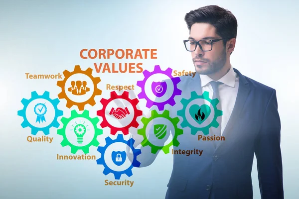 Бізнесмен в концепції корпоративних цінностей — стокове фото