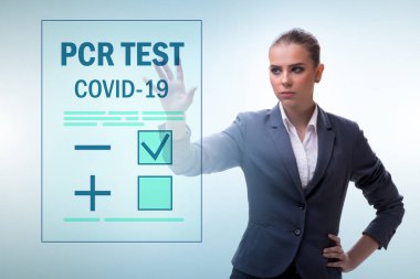 İş kadını ile Coronavirus covid-19 testi kavramı