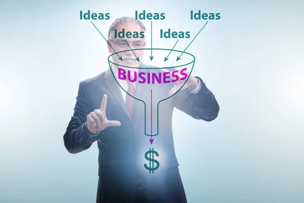 Empresario en concepto de generación de ideas —  Fotos de Stock