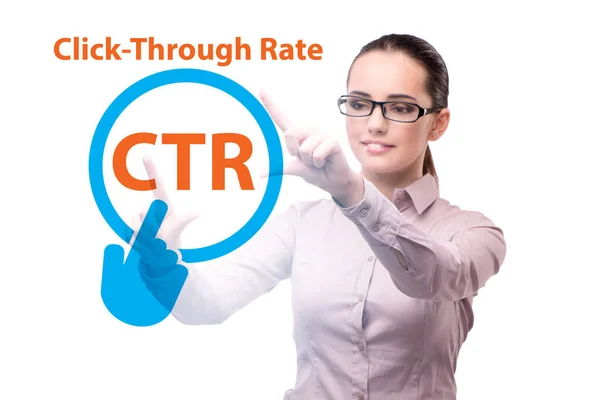 CTR κάντε κλικ μέσα από την έννοια ποσοστό με τους επιχειρηματίες — Φωτογραφία Αρχείου