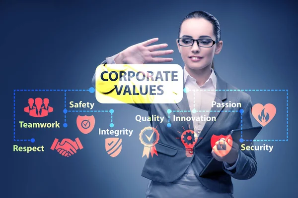 Бизнесвумен в концепции корпоративных ценностей — стоковое фото