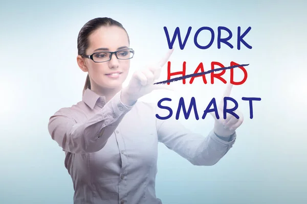 Businesswoman in working smart not hard concept — Stock fotografie