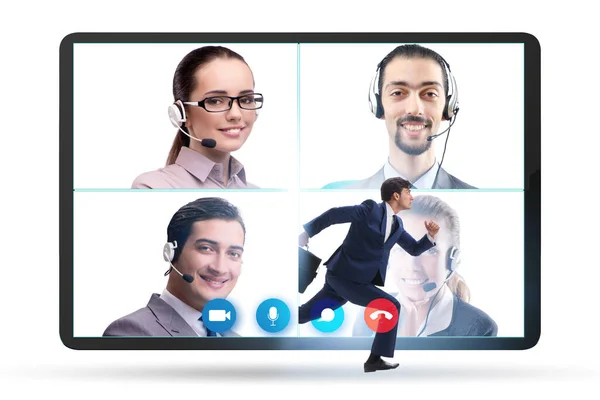 Concepto de videoconferencia con personas en llamada en línea —  Fotos de Stock
