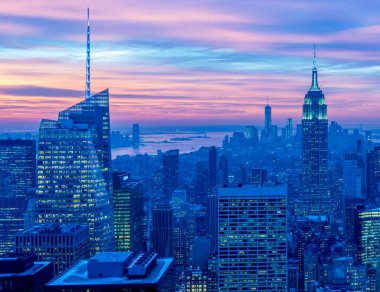 Günbatımında New York Manhattan manzarası