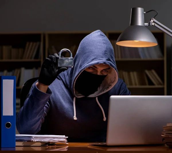 Хакер крадет персональные данные с домашнего компьютера — стоковое фото