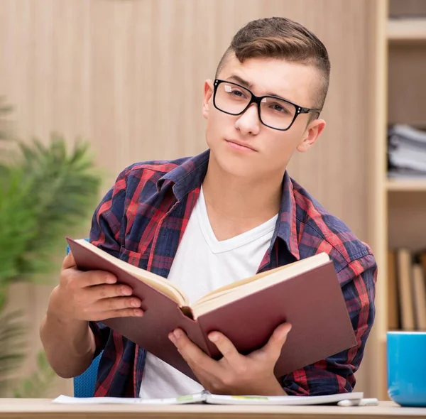 Jovem estudante se preparando para os exames escolares — Fotografia de Stock