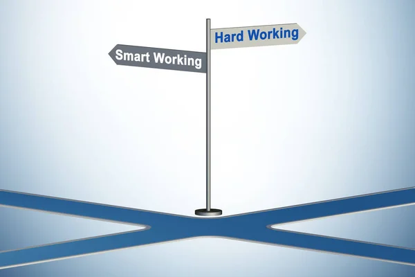 Crossroads of working smart or hard — Stock Photo, Image