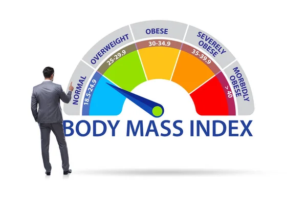 Concetto di BMI - indice di massa corporea con l'uomo — Foto Stock
