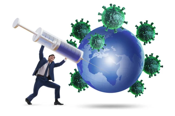 Konsep vaksinasi gloval terhadap covid-19 coronavirus — Stok Foto
