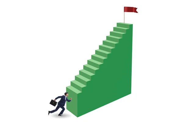 Carrière ladder concept met de zakenman — Stockfoto