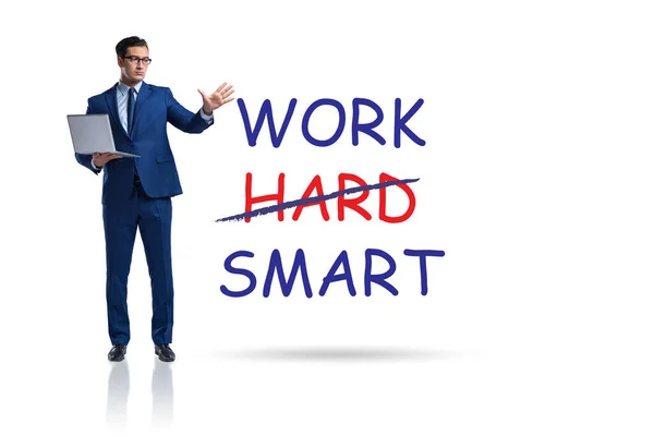 Businessman in working smart not hard concept — Stock Photo, Image