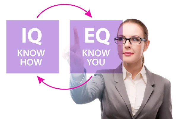 EQ- und IQ-Kompetenzkonzepte mit Unternehmerin — Stockfoto