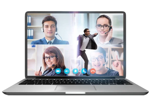 Videoconferencing concept with people in online call — 图库照片