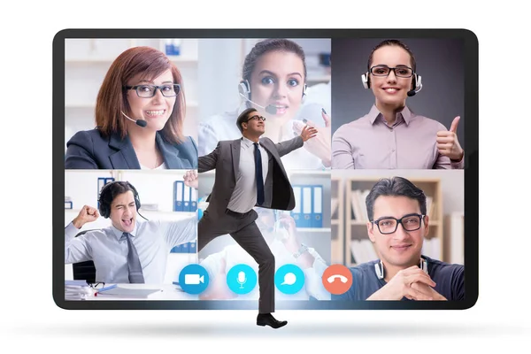 Concetto di videoconferenza con persone in chiamata online — Foto Stock