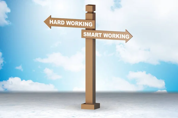 Skärningspunkt mellan att arbeta smart eller hårt — Stockfoto