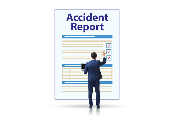 Filling in accident report in insurance concept — Stock Photo, Image