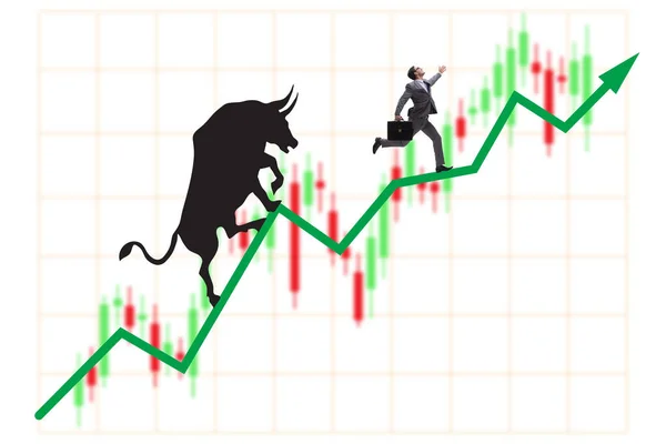 Üzletember szemlélteti a bullish piac — Stock Fotó