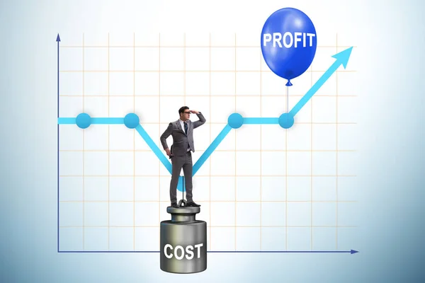 Graf se ziskem a náklady a podnikatel — Stock fotografie