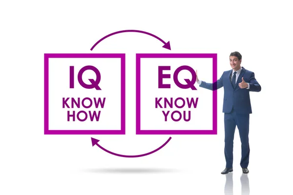 EQ och IQ kompetens koncept med affärsman — Stockfoto