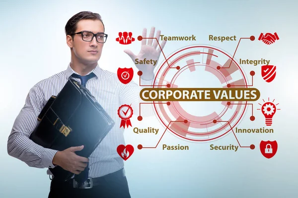 Homme d'affaires dans le concept de valeurs d'entreprise — Photo
