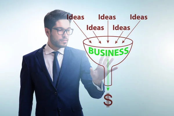 Empresario en concepto de generación de ideas — Foto de Stock