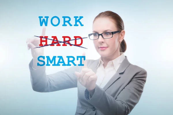 Businesswoman in working smart not hard concept — Stock fotografie