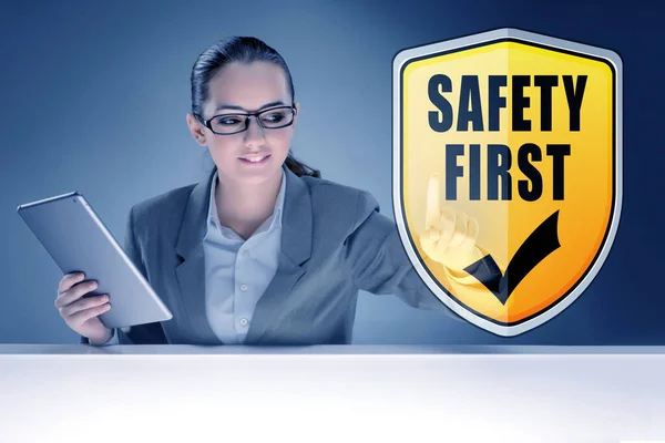 Safety first concept with businesswoman — Stock Photo, Image