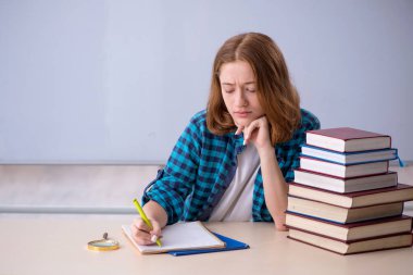 Sınavlara hazırlanan genç bir kız öğrenci.