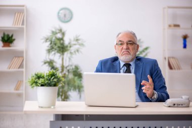 İş yerinde çalışan yaşlı bir işadamı