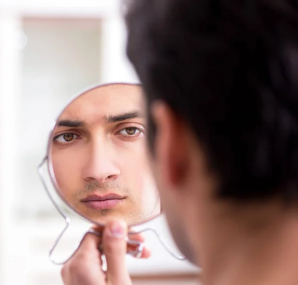 Man panicking because of pimples on the skin — Stock Photo, Image