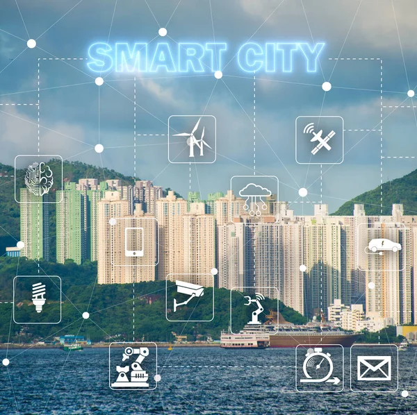 Concepto de ciudad inteligente e internet de las cosas —  Fotos de Stock
